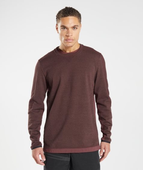 Men's Gymshark Retake Crew Sweatshirts Dark Brown | NZ 8SWGMX